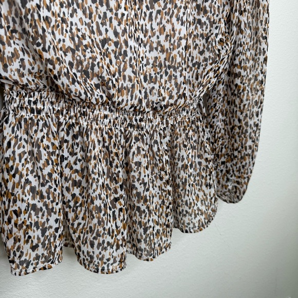 Banana Republic Leopard Print Long Sleeve Blouse Brown Gold Size Small - Picture 6 of 13